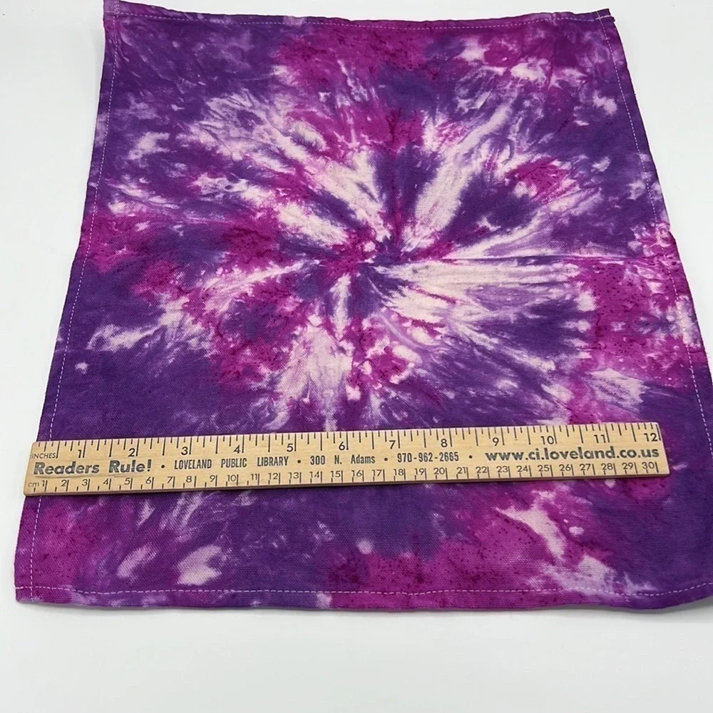 TIE DYE NAPKIN SET OF FOUR PURPLE PINK AND WHITE